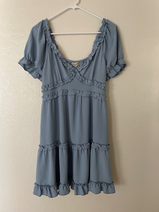 Inspired Hearts Dresses & Skirts - Inspired Hearts Light Blue Ruffle Midi Dress